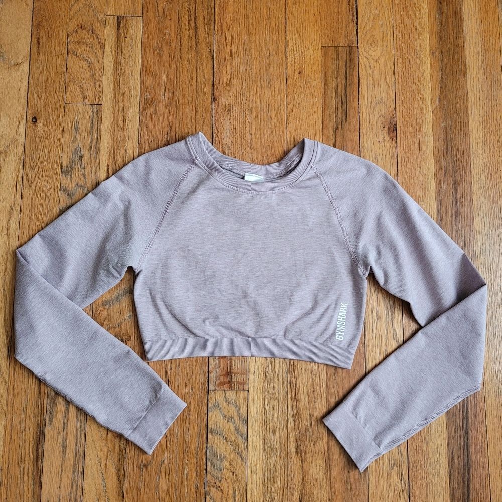 Gymshark Women's Long Sleeve Crop Top - Light Purple Size Medium EUC - Picture 13 of 14
